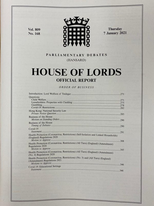 Our work was mentioned at the House of Lords!